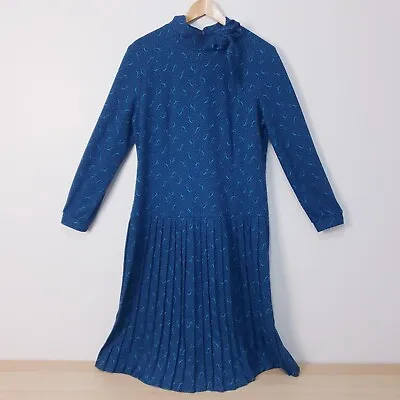 Antoinella Dress Womens 18 Vintage Maxi Dress Blue Pleated • $29.95