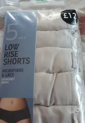 Marks & Spencer 5 Pairs Pants Microfibre & Lace Low Rise Underwear Lady Size 24 • £12