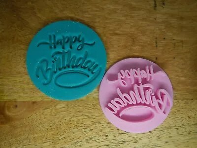 Happy Birthday Fondant Embosser Cookie Stamp Cupcake Topper Party Celebration • $7.95