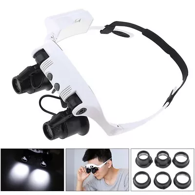 LED Headband Headset Head Lamp Light Jeweler Magnifier Magnifying Glass-Loupe • $22.68