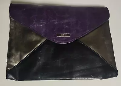 Kenneth Cole Reaction Envelope Clutch Purse Purple Silver Black Snap Closure • $12.88