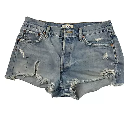 Agolde Parker Vintage Cut Off Distressed Shorts Size 28 Button Fly Destroyed • $44.96