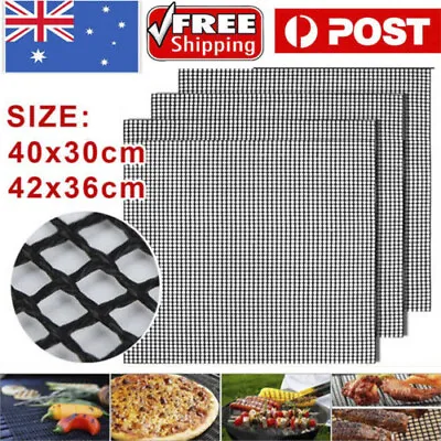 3/6PC BBQ Mesh Grill Mat Non-Stick Liner Cooking Barbecue Sheet Wire Baking Pad • $11.99