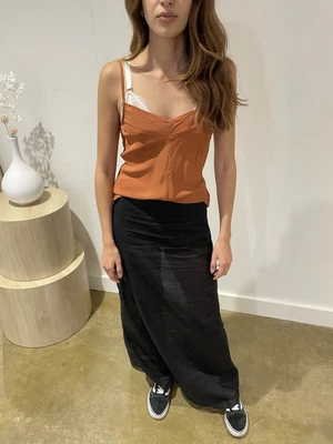 $35 • Buy Scanlan Theodore Silk Singlet Bias Cut, Cowl Neck, Terracotta Size 6