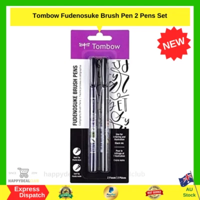 $14 • Buy Tombow Fudenosuke Brush Calligraphy Brush Pen 2 Pens Set AU NEW