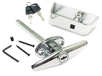 6  Chrome T Handle Door Lock Replacement - Shed Gate Playhouse Coops WHOLE SET • $17.99