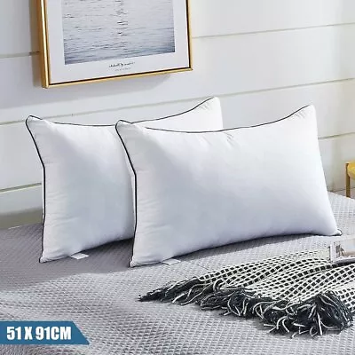 2x Luxury KING SIZE Microfibre Pillow 51x91cm Altern To Feather/Duck Down/Hotel • $33.72