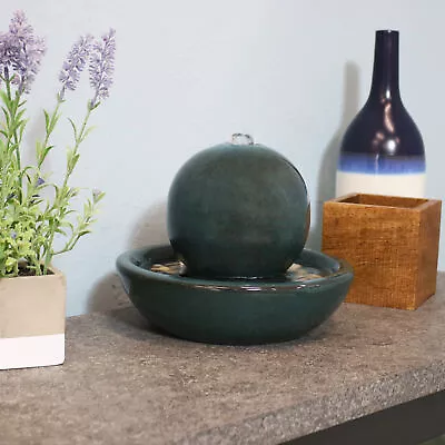 Ceramic Indoor Water Fountain With Orb - 7 In By Sunnydaze • $69.95