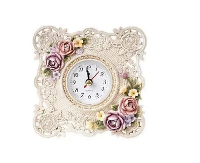 $24.50 • Buy French Provincial Country Vintage Floral Resin Bedside Table Clock