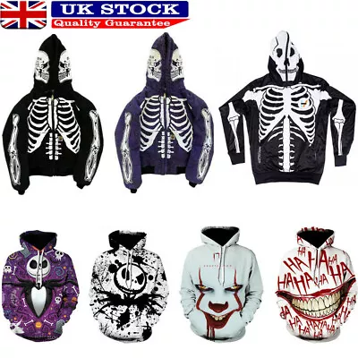 3D Print Horror Halloween Men Women Hoodie Sweatshirt Jumper Coat Top Pullover • £16.82