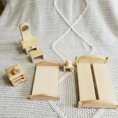 $15 • Buy Ryan's Room Bedroom Bed Wooden Dollhouse Furniture 8 Pc