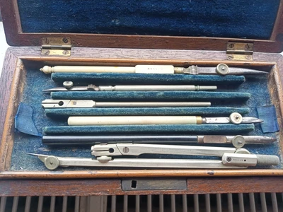 £20 • Buy Halden Compass Set Wooden Box  Drawing Draftsman Setting Out Used Vintage