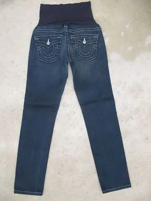 True Religion Pea In Pod Maternity Jeans Johnny Straight Leg Sz 28 Distressed • $47.95