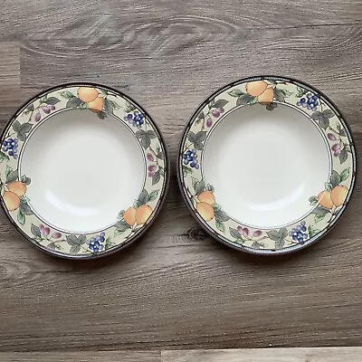 Mikasa Intaglio Garden Harvest CAC29 Set Of 2 Soup Pasta Bowls Wide Rim 9¼  • $14.99