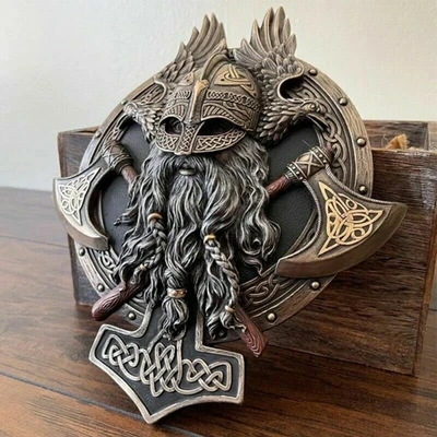 Viking Berserker Double Plaque Resin For Pub Bar Decor Hanging Ornament Statue • £15.39