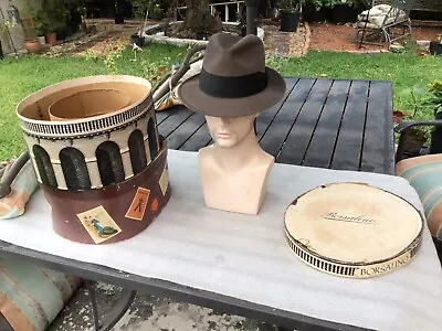 Vintage Excellent 1940S Borsalino Gray Beaver Twenty Fedora Sz 7-1/4 & Box • $420