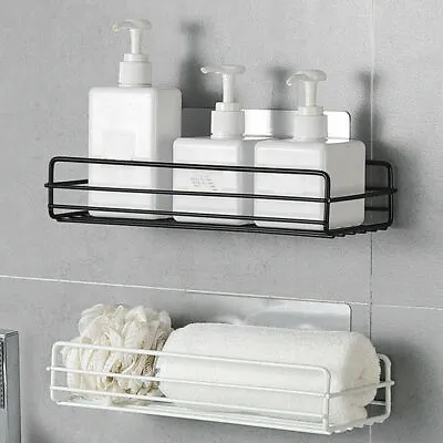 Kitchen Bathroom Shower Shelf Storage Suction Basket Caddy Wall Mounted Rack NEW • $13.95