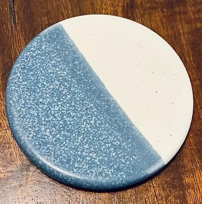 Coasters Set Of 4 - Blue & White Stoneware - Mid Century Modern - Heavy Duty • $23