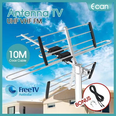 1X Digital TV Antenna UHF VHF FM 4 AUSTRALIAN Conditions Country Areas 10M Cable • $27.99