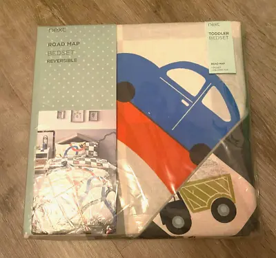 £12.99 • Buy BN NEXT Road Map Reversible TODDLER BED Duvet Cover & Matching Pillowcase
