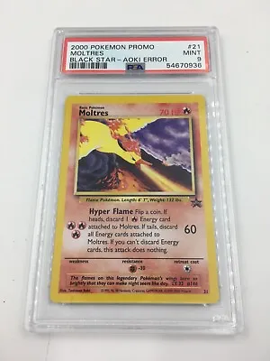 2000 Pokemon Promo - Black Star Aoki Error - Moltres #21 - PSA 9 • $24.89