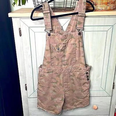 Zara Trafaluc Denim Wear Camo Print Overalls Overall Shorts • $25