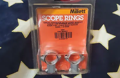 Millett 1  SILVER NICKEL Scope Rings High Windage Adjustable Ruger 77/22 Redhawk • $55