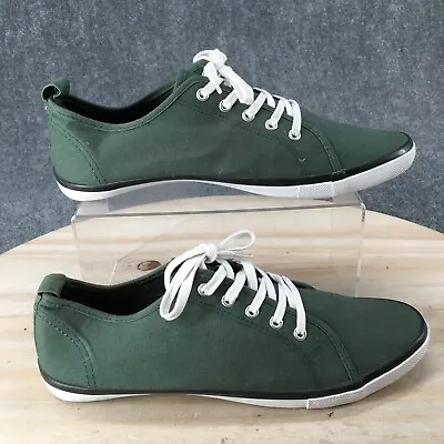 H&M Shoes Mens 8.5 Casual Sneakers Flats Comfort Green Fabric Lace Up Low Top • $26.99