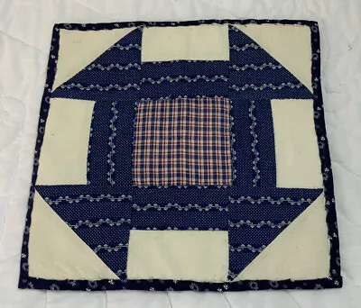 Antique Vintage Patchwork Quilt Table Topper Churn Dash Navy Early Calicos • $9