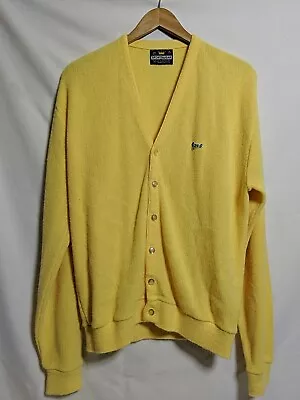 Vintage Sears Sportswear Men's XL Canay Yellow Cardigan Sweater 100% Acrylic • $24.99