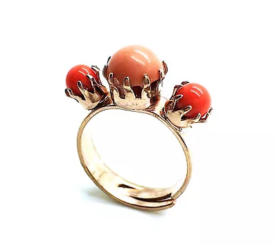 Mariana Ring Beautiful Flower Shape Red & Peach Swarovski Crystals Ring Of Fi... • $55
