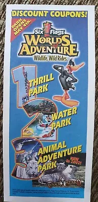 2002 Six Flags Worlds Of Adventure Geauga Lake Amusement Park Coupon Brochure  • $15