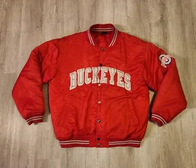 Vintage Starter Ohio State Varsity Jacket Mens Large Buckeyes Button Snap Flawed • $29.95