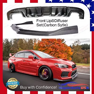 For 2015-2021 Subaru WRX STI Carbon Fiber Style Front Lip Rear Diffuser Set • $269.99