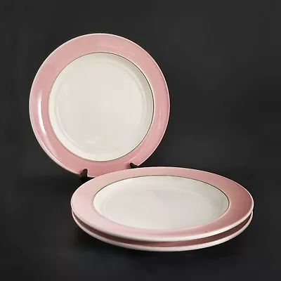 3 MSE Pink Rim Petal Banded Bistro Dinner Plates 10.75 D Martha Stewart Everyday • $37