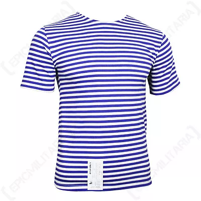 Genuine RUSSIAN PARA Blue Striped T-Shirt Short Sleeve PARATROOPER Top All Sizes • £17.95