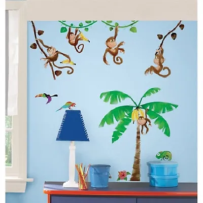 MONKEY Wall Stickers 41 Big Decals Room Decals Banana Tree Vines Swinging • $11.20