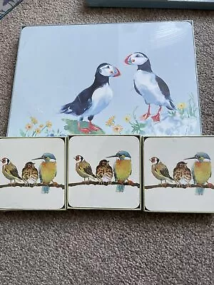 Laura Ashley Puffin Placemats And Garden Birds Coasters Bundle • £39