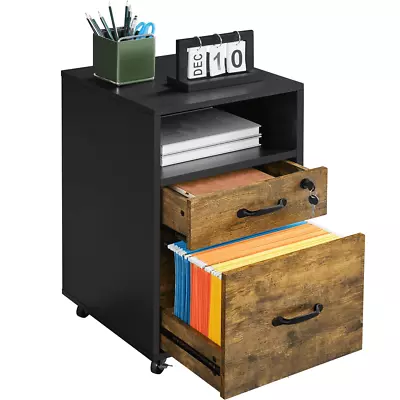 Mobile File Cabinet Rolling Office Storage Shelf 2 Drawer Filing Cabinet 4 Wheel • $66.15