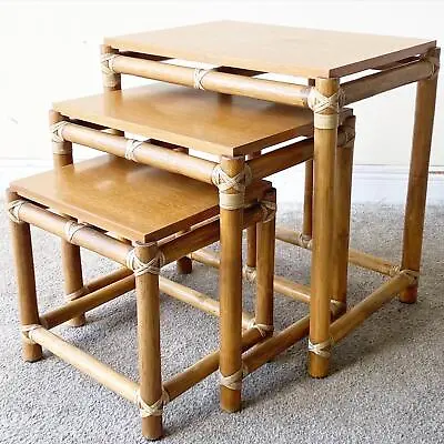 McGuire Boho Chic Bamboo Nesting Tables - Set Of 3 • $1195