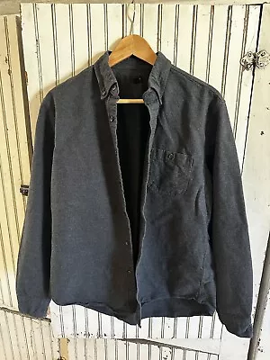 J.CREW J CREW Gray Flannel Elbow Pads Button Down DRESS SHIRT Sz Mens L • $12.99