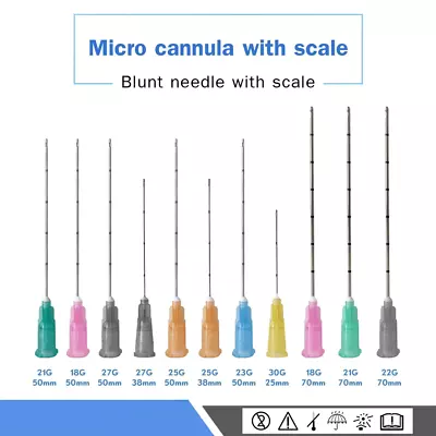 (10/20/50pcs) Micro Blunt Cannula Need Le With Puncture 18G 22G 23G 25G 30G • £43.18