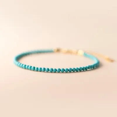 Natural Turquoise Beaded Minimalist Dainty Healing Balance Women Bracelet Gifts • $11.88