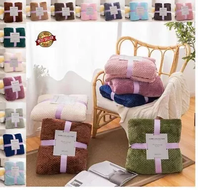 £7.99 • Buy New Home Collection Popcorn Waffle Blanket Large Warm Fleece Throw Over Bed