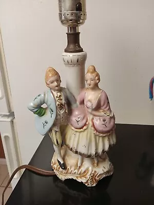 Vintage Porcelain Victorian Man-Woman Figure Table Lamp Made In Japan  • $49