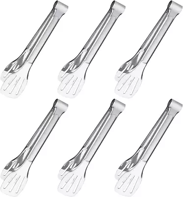 Serving Tongs 7Inch Buffet Tongs Stainless Steel Food Tong Small Serving U 6Pcs • $10.83