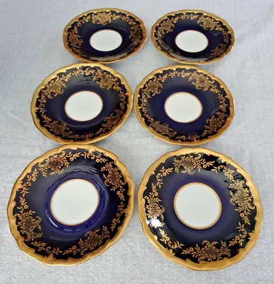 Set Of 6 Echt Weimer Kobalt Katharina 20003 Blue Gold 6  Saucers Plates • $80.55