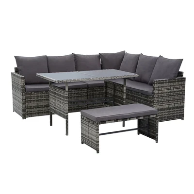 $1118 • Buy Gardeon Outdoor Furniture Dining Setting Sofa Set Wicker 8 Seater Storage Cover