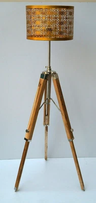 $123.02 • Buy Nautical Vintage Floor Lamp Shade Stand Adjustable Wooden Tripod For Home Decor