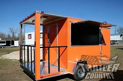 NEW 7x14 14' ENCLOSED CONCESSION FOOD VENDING BBQ MOBILE KITCHEN TRAILER PORCH • $5100